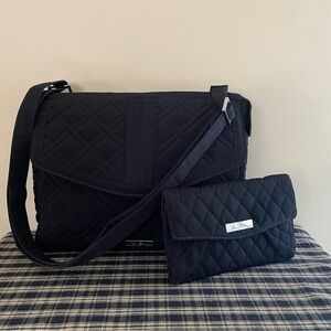 VERA BRADLEY Tablet Hipster Crossbody Bag in Classic Black NWT & Matching Wallet